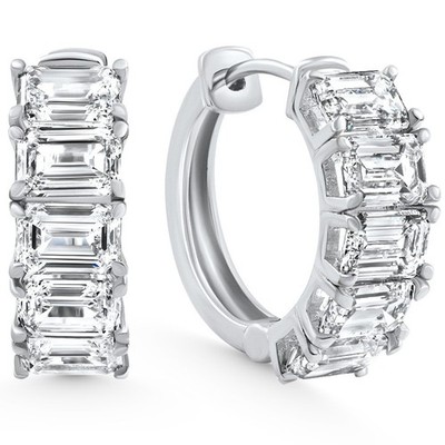 D/VS1 6,30 kt Smaragdschliff Diamant Creolen 14 kt Weißgold Lab gezüchtete Ohrringe 3/4 Zoll
