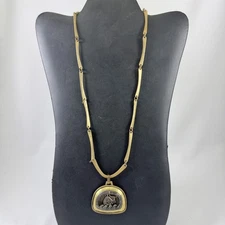 Jeep Collins Brass and Sterling Necklace Pendant Modernist Jonah and the Whale