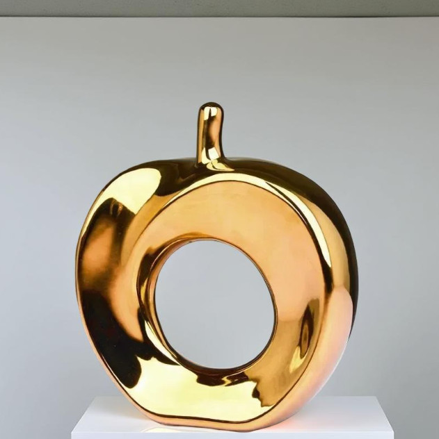 Sculpture pomme design dorée 24x21cm objet décoration salon moderne et chic