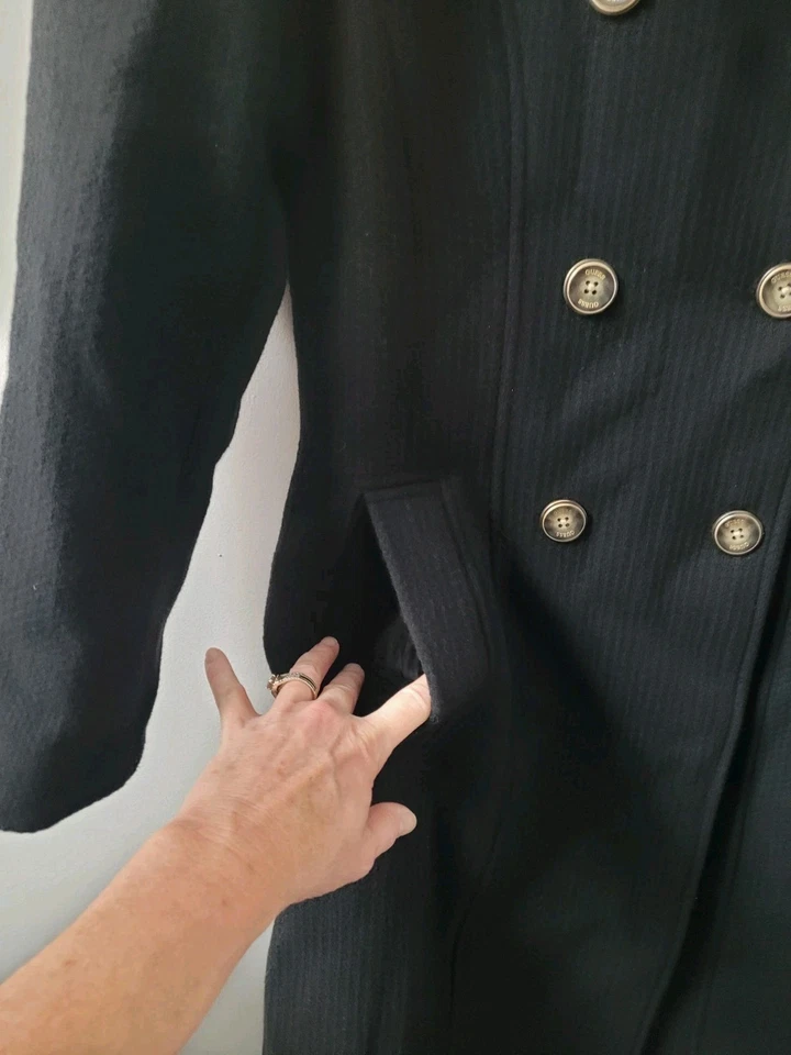 Chaqueta de vestir larga vintage y2k mezcla de lana chaquetón trinchera Guess longitud completa Foto 4 de 4