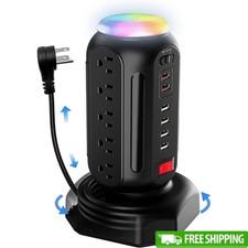 21-in-1 Tower Surge Protector Power Strip W/ 15 AC Outlets  6 USB Ports