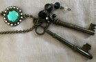 Skeleton key, mixed media necklace and earrings SET. Upcycled handmade.  — photo 8