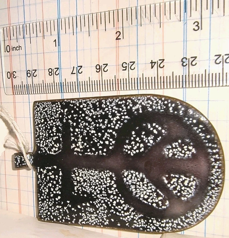 Llavero colgante símbolo paz bronce esmaltado de 3 1/4" encanto artista pesado hecho a mano Foto 2 de 4