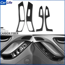 6Pcs Real Carbon Fiber Window Lift Switch Panel Cover For Hyundai Elantra 11-16