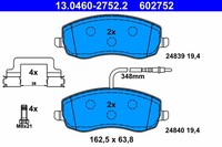Vorderachse Ate 13.0460-2752.2 Bremsbelagsatz, Scheibenbremse FüR CitroËN,Fiat,L