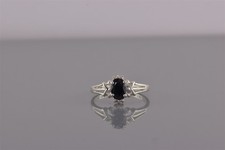 Sterling Silver Oval Blue Sapphire Triple Split Band Ring 925 Sz: 7