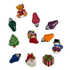 12 Christmas Button Covers Santa Bear Present Snowman Lights New vn