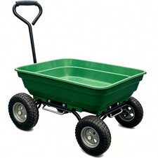 600 lbs Heavy Duty Garden Dump Cart Poly Bed 4 Wheels Quick Release Yard Wagon