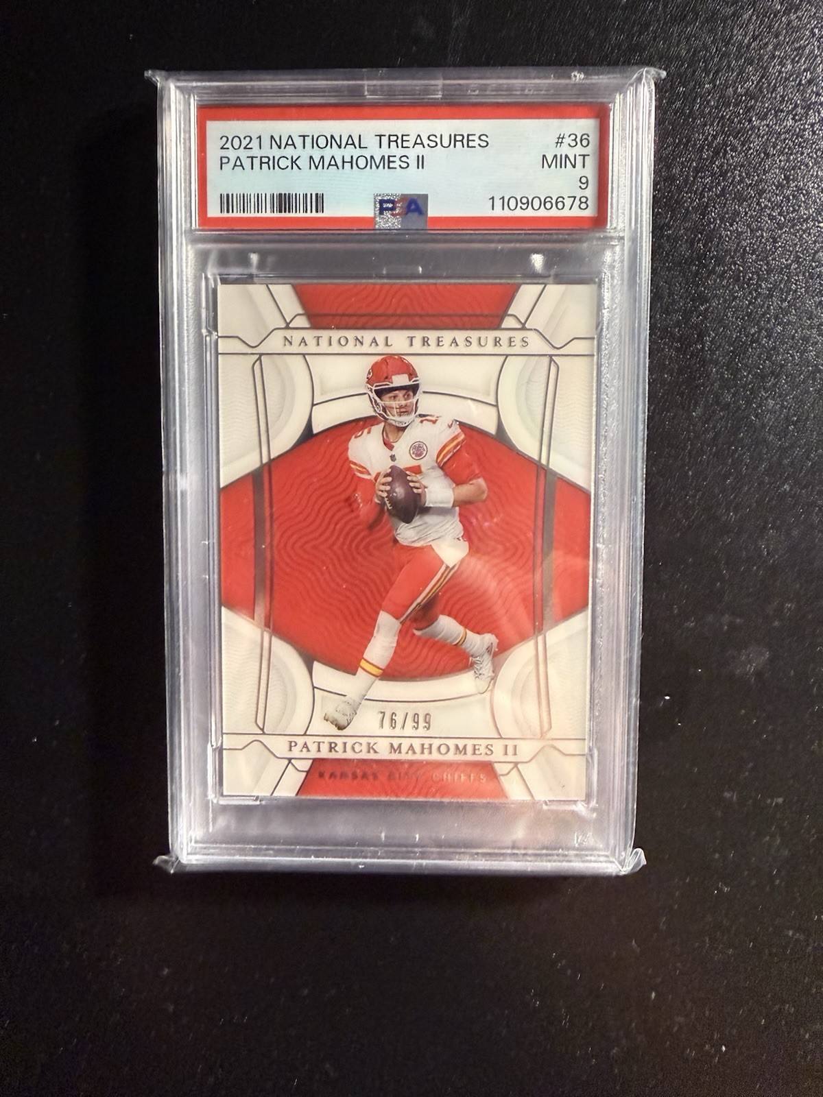 2021 PANINI NATIONAL TREASURES PATRICK MAHOMES II 76/99 #36 PSA 9