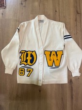 Vintage Women's Dehen Cardigan 100 Wool Varsity Style with Patches