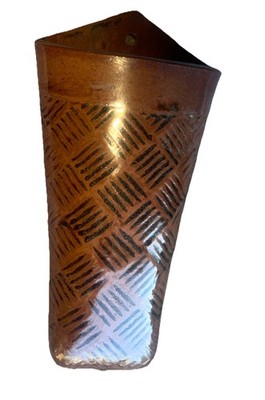 Signed Pottery Wall Pocket Textured Woven Brown Planter Vase Stoneware Vtg Ellen