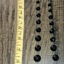 Antique Victorian French Jet Black Glass Mourning Necklace