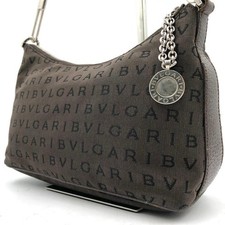 BVLGARI Shoulder Bag Logomania Canvas Brown Authentic From Japan