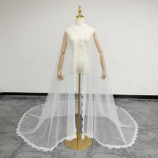 Boho Wedding Capes Lace Appliques White Ivory Bride Cloak Wraps Chiffon