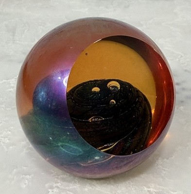 VTG 1992 Maytum Studio Dichroic Iridescent Blown Art Glass Paperweight