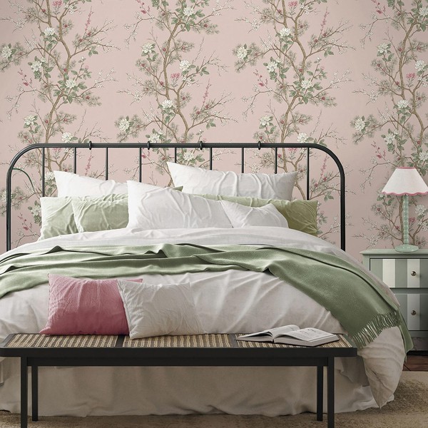 Blassrosa Florale Tapete Mit Zweigen Und Blumen Natur Belgravia Bridget 753-image