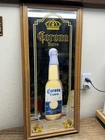 1980's Vintage 30-1/2" X 13-1/2" Wooden Framed Corona Extra Beer Mirrored Sign
