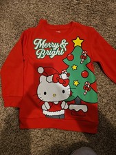 Hello Kitty Christmas Merry  Bright Sweatshirt Kids Girls Size Small NWT CUTE 