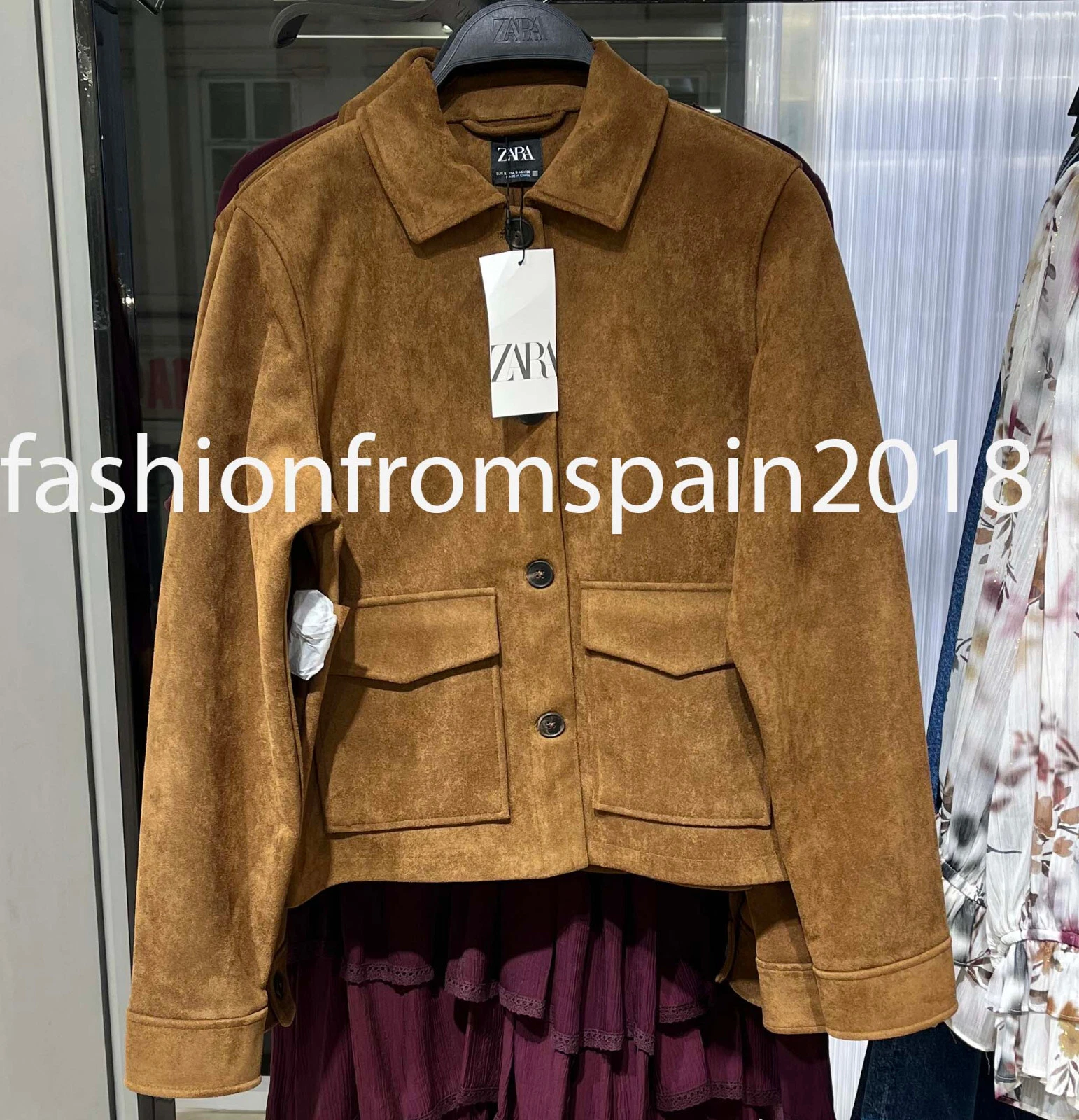ZARA NEW WOMAN FAUX SUEDE JACKET TOBACCO BROWN S-XL 4344/622/755
