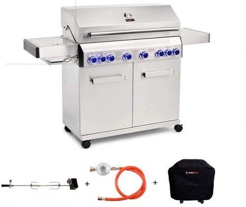 CosmoGrill Platinum Gas Grill BBQ 6+2 Stainless Steel For Outdoor Barbecue - Picture 18 of 20