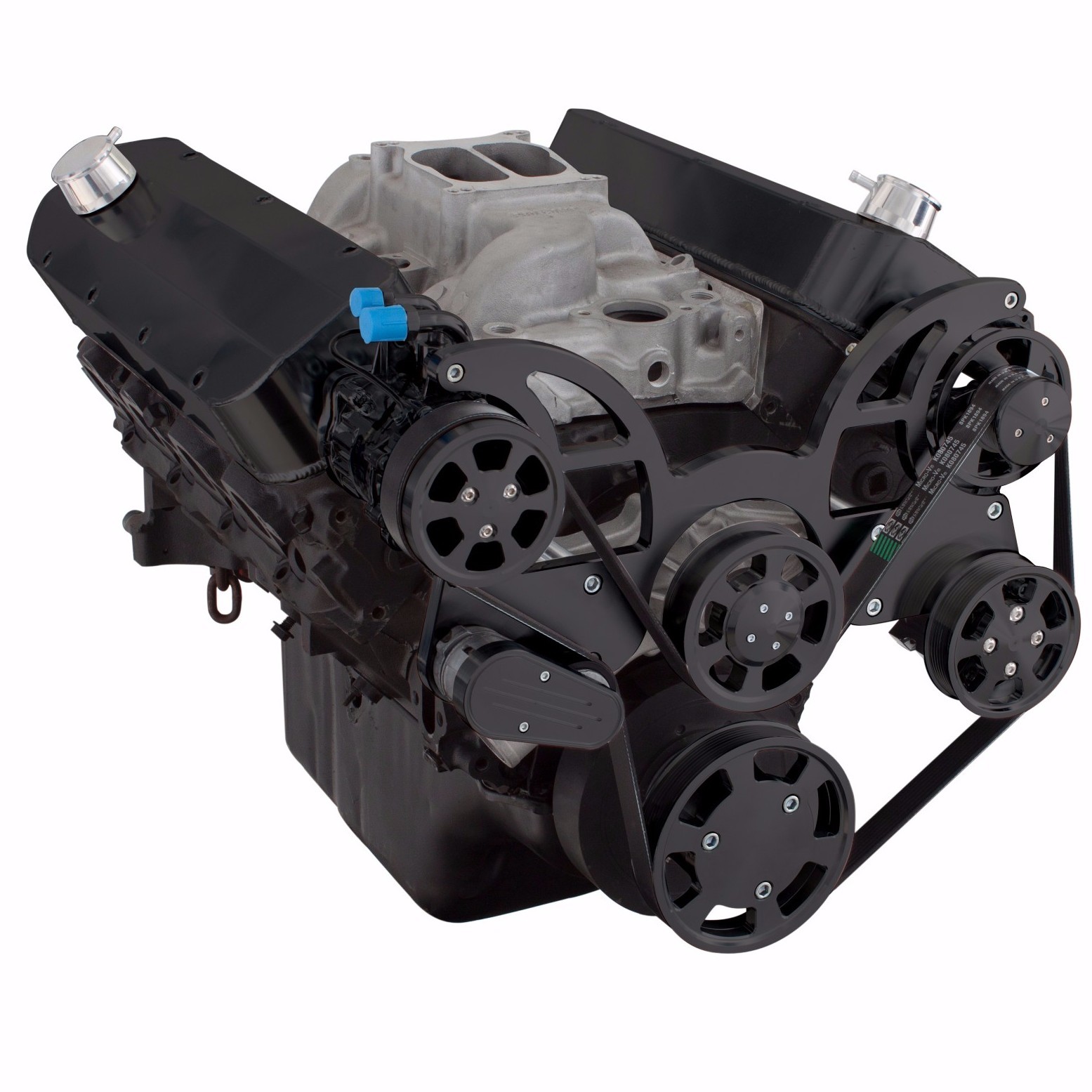 Black BBC Serpentine Pulley Conversion Kit Big Block Chevy 454 396 AC A