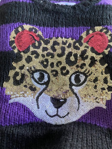 Justice Crew Neck Sweater With Big Cat Sequin Girls Size 12 - Picture 4 of 4