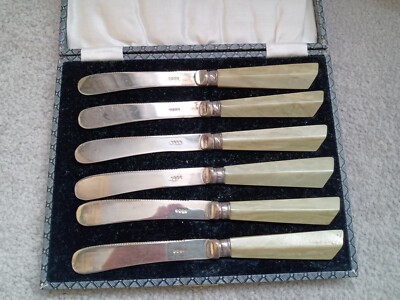 1930 s Art Deco BROT BUTTER & MARMELADE TEEMESSER verzierter Winkelgriff + EPNS Klinge