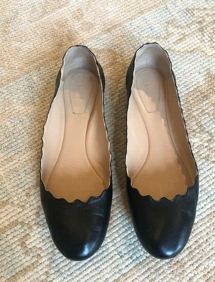 black scalloped flats