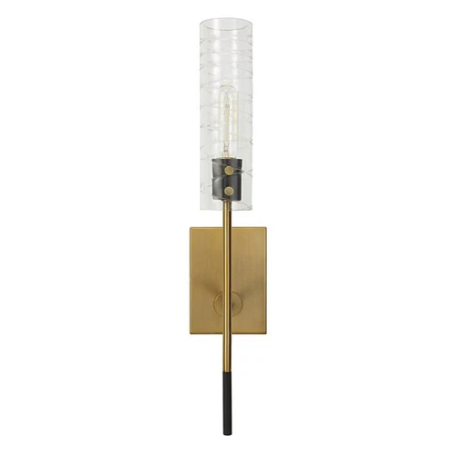 Uttermost Telesto 1-light Mid-Century Steel and Glass Sconce in Black and Brass - Picture 5 of 8
