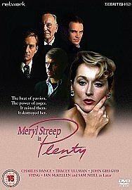 Plenty (DVD, 2014) Drama, Meryl Streep, Charles Dance, Sting. Slimline Case.