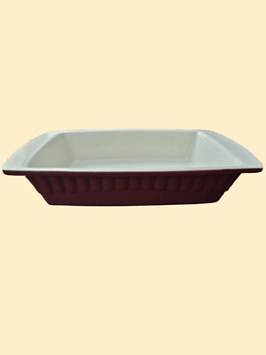 KitchenAid 3 Quart Loaf Bread Pan Casserole Dish Ceramic/Stoneware Maroon Cream