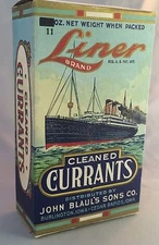 c 1920 Ocean LINER Ship Currants BLAUL Fruit Box Burlington IA Original Antique 