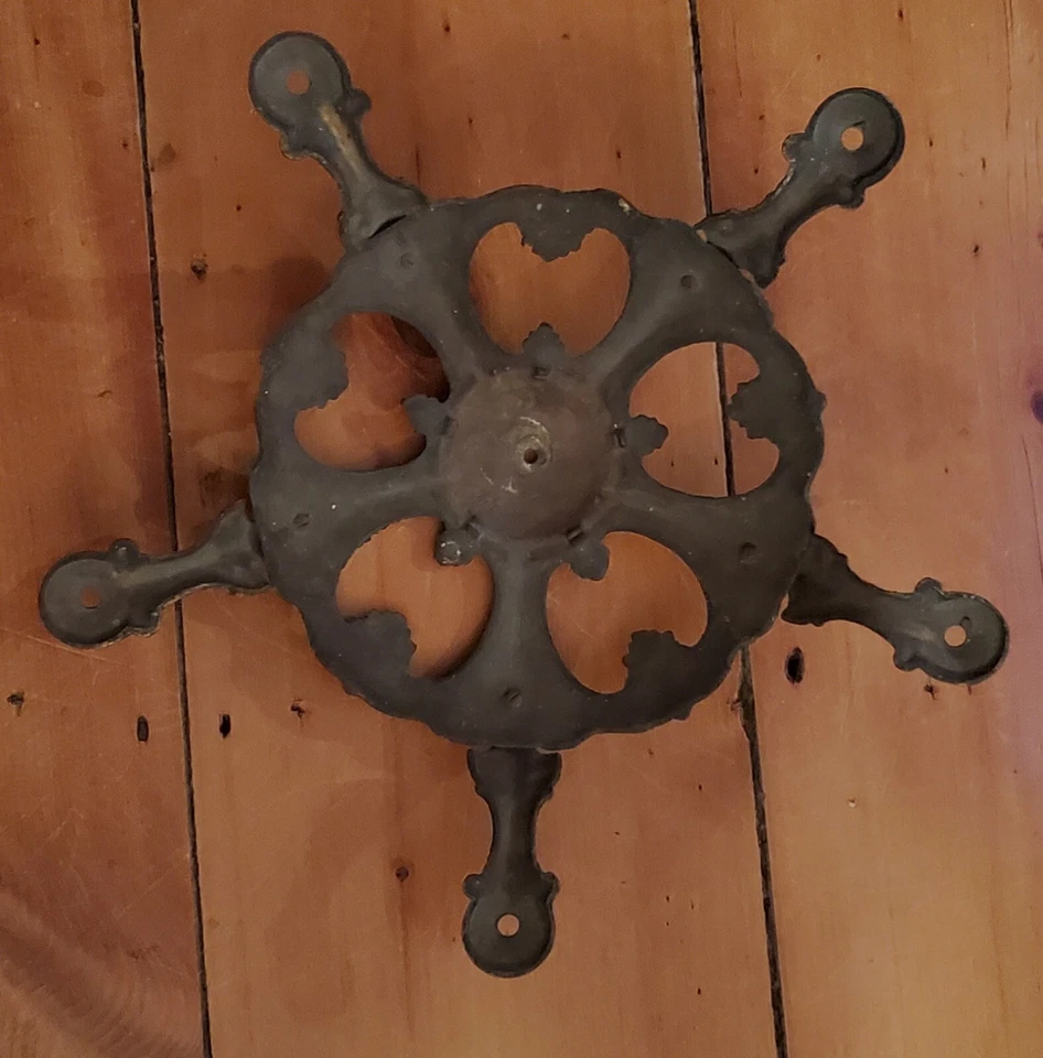 Старинная викторианская тяжелая латунная потолочная люстра в стиле ар-деко навес ПЕРВОСТЕПЕННОЕ ЗНАЧЕНИЕ - Изображение 4 из 4