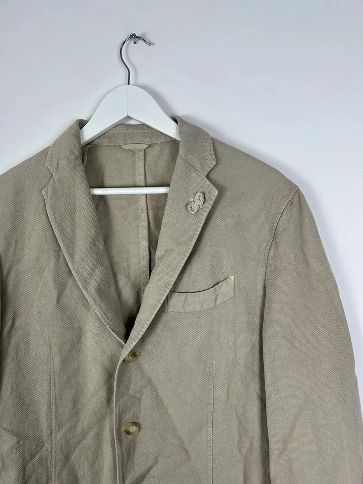 Blazer Altea de un solo pecho de algodón y lino Foto 3 de 4