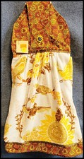 NEW Handmade "Autumn Sunflowers Birds " Hanging Kitchen Hand Towel 3232