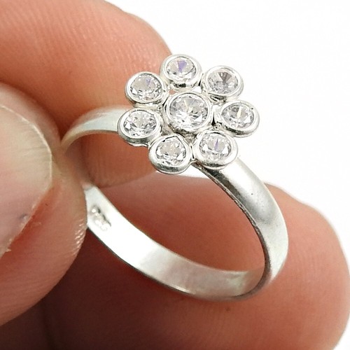 Gift For Woman Natural Cubic Zirconia Solitaire Ring Size O 925 Silver A98