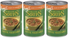 Amy's Organic Soup Lentil Vegetable Light Sodium Gluten Free, 14.5 oz (3 Cans)