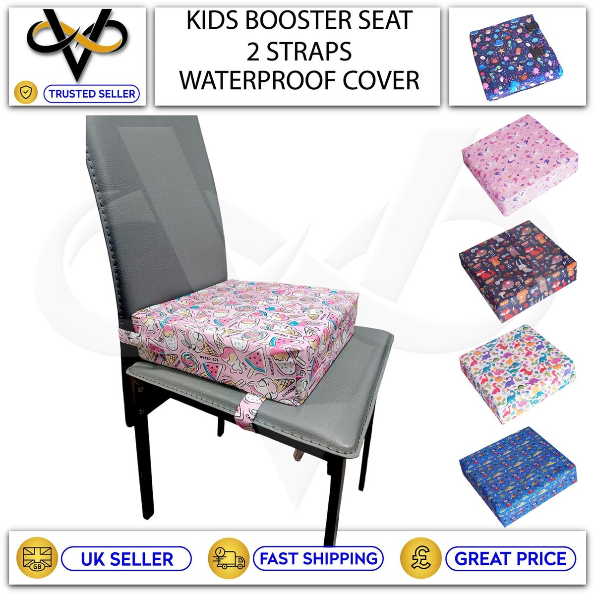 Toddlers Booster Seat Cushion For Dining Chair Waterproof Cover