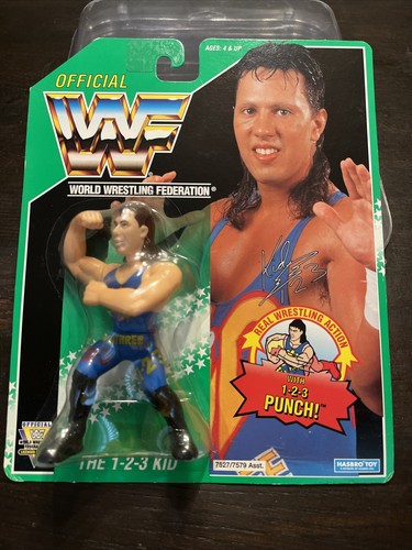 Vintage WWF Hasbro 123 Kid Green Card Series 11 Fi...