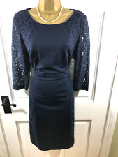 Fenn Wright Manson Navy Blue Floral Lace Dress, UK 12, New with Tag - Loop Only