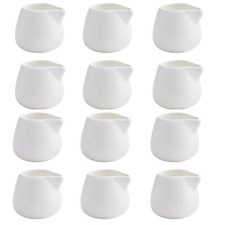 3OZ WHITE CERAMIC MINI MILK JUG FOR SERVING MILK, CUSTARD, CREAM SET OF 12