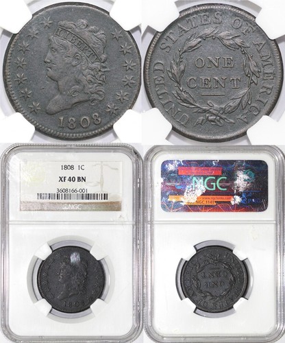 1808 1c S-279 Classic Head Large Cent NGC XF 40 - Picture 5 of 5