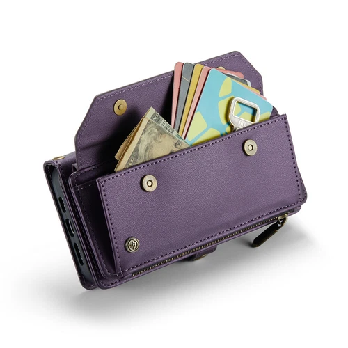 For iPhone 16 15 14 13 12 Pro Max Plus Case Wallet Leather ZIP Bag Strap Cover - Picture 21 of 84