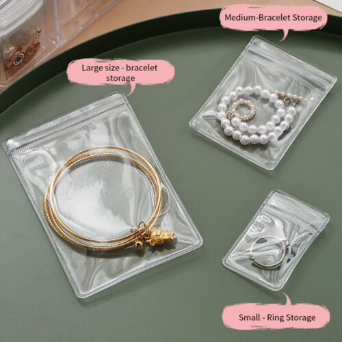 30pcs Self Sealing PVC Ring Necklace Bracelet Reusable Zipper Jewelry Bag Thick - Afbeelding 1 van 12