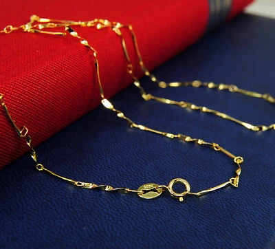 Damen,Herren Bezaubernde Silberkette Gelb-Gold, echte Sterling Silber 925, 45 cm - Bild 1 von 2