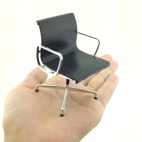 DANISH MODERN 50'S DESIGNER LOW BACK OFFICE CHAIR MINIATURE 1:12 CLASSIC BLACK - Picture 1 of 9