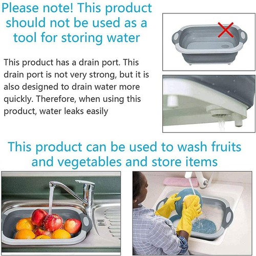 Chopping Cutting Board Folding Drain Camping Basket Multi-Function 3 In 1 Sink - 第 7/7 張圖片
