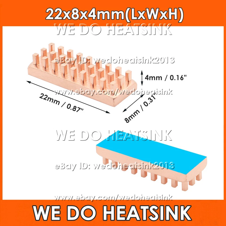 DIY 15pcs Pure Copper Heatsink Kit Radiator Cooler 10x10mm 15x15mm 20x20mm / 7mm - Image 4 of 4