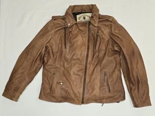 Road Dawgs Place Leather Jacket Unisex 2X Brown Detachable Fleece Hoodie