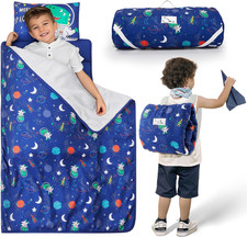 Toddler Nap Mat with Pillow and Blanket, Soft Sleeping Bag for Kids Boys and Gir